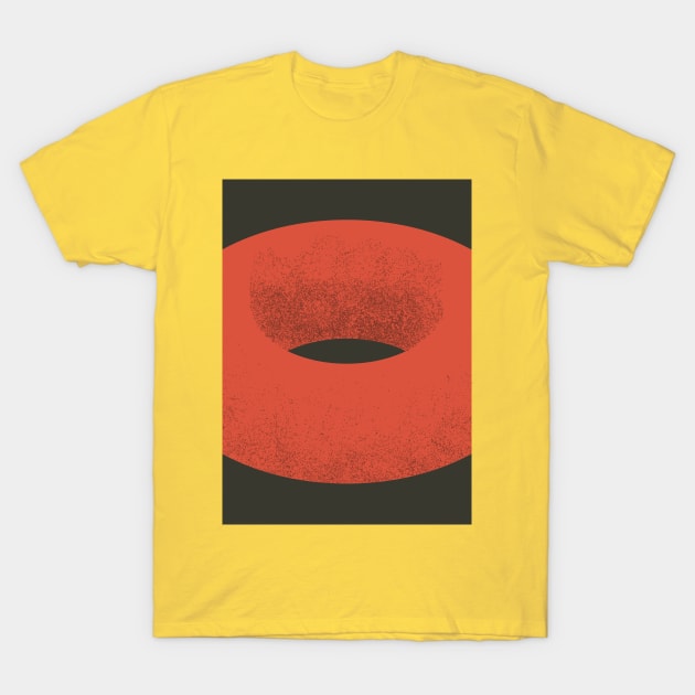 Red Donut Geometrical Artwork T-Shirt by waltzart